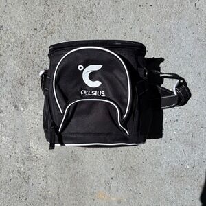 Celsius Insulated Cooler Bag Black Canvas Thermal Lunch Gym Bag Adjustable Strap